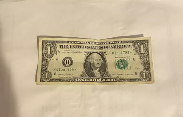 Rare 2017 One Dollar Star Noted Bill, Collectors Item