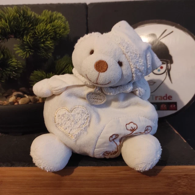 Doudou boule ours KALOO Dragée blanc 18 cm