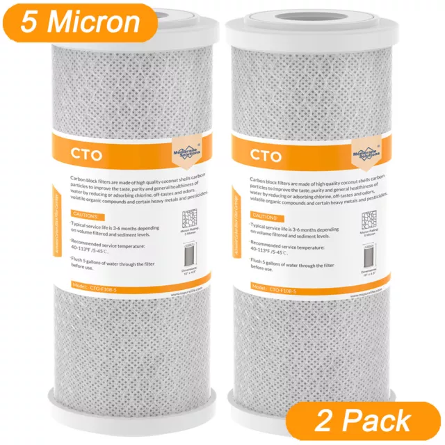 2 Pack 10"x4.5" Big Blue Whole House Coconut Carbon Block Water Filter Cartridge