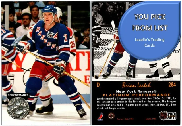 1992-93 Pro Set Platinum 92 NHL Hockey Cards (151-300) - U-Pick From List