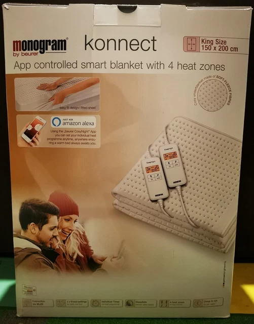 MONOGRAM KONNECT SMART Heated Mattress Cover, App and Alexa  controlled-200x150cm £190.00 - PicClick UK