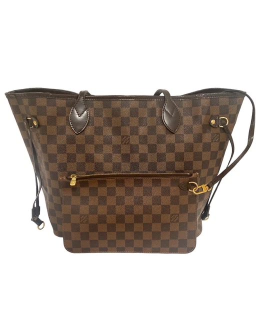 Louis Vuitton Neverfull MM Damier Ebene Tote Shopping Bag w/Zip Pouch Private