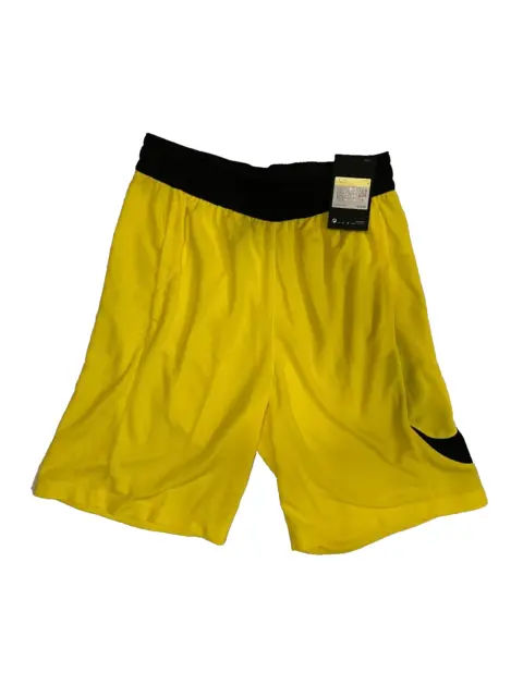 Nike Basketball Shorts Mens Small Loose Dri FIT HBR 9 Inch Training Optic Yellow