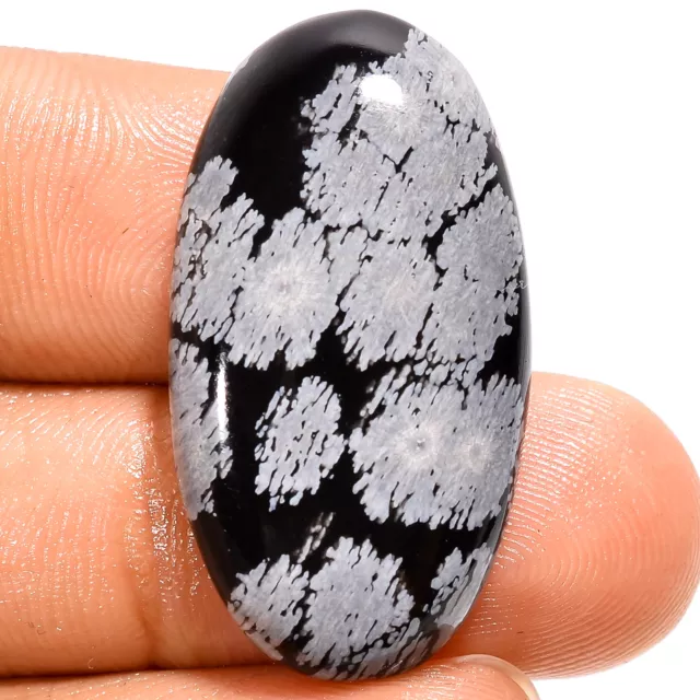 Natural Snowflake Obsidian Oval Shape Cabochon Gemstone 22 Ct 30X16X6 mm A-19098