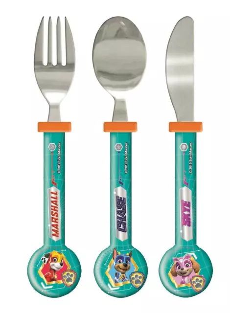 Paw Patrol Mighty Pups 3 Piece Round Cutlery Set for Kids