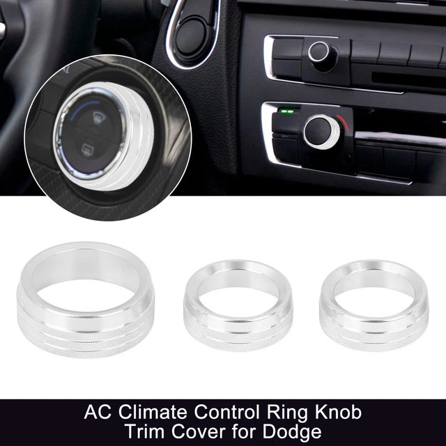 3pcs AC Climate Control Ring Knob Trim Cover for Dodge Charger Silver Tone