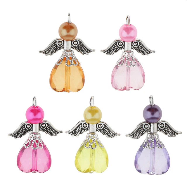 10 Stück Mixed Angel Wings Charms Anhänger Facettierte Acryl   Perlen 2