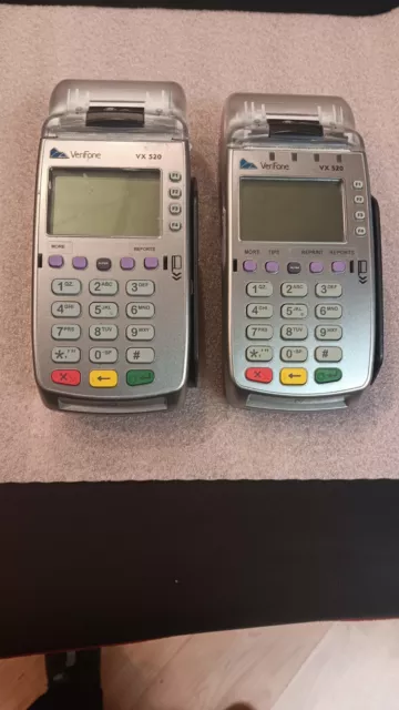 lot of 2 Verifone VX520 Credit Card Machine Terminal Reader NO AC Adapter