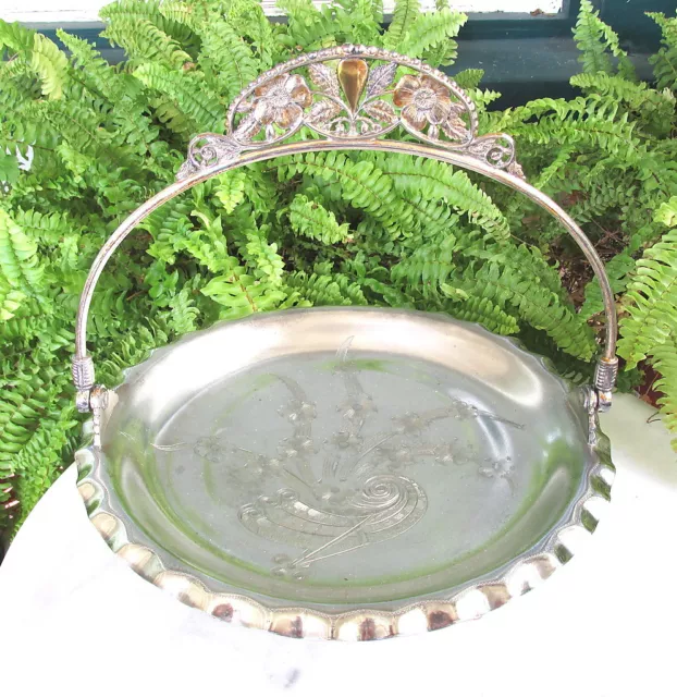 Lovely Victorian Pairpoint Silverplate Brides Basket / Pastry Tray