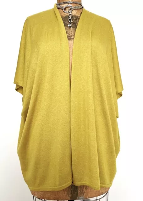 Neiman Marcus Mustard Yellow Cashmere Blend Open Front Cardigan Sweat oversize L