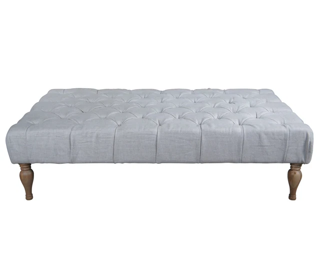 Restoration Hardware Bennett Tufted Upholstered Linen Coffee Table Ottoman 60"