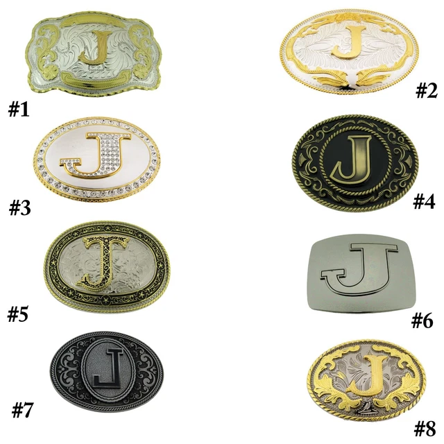 INITIAL J LETTER J Belt Buckles Alphabet J Monogram J Men Cowboy