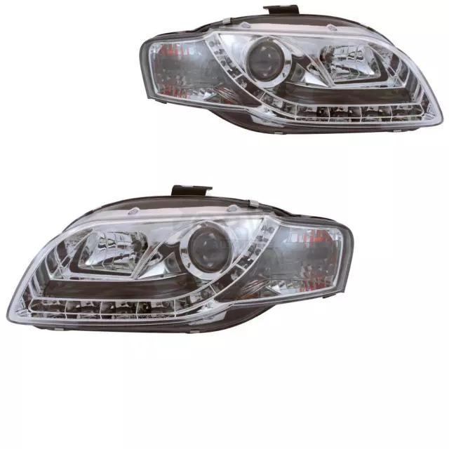 Set Fanali per Audi A4 8E 04-08 Berlina/Avant LED Dragon Luci Chiaro/Cromo
