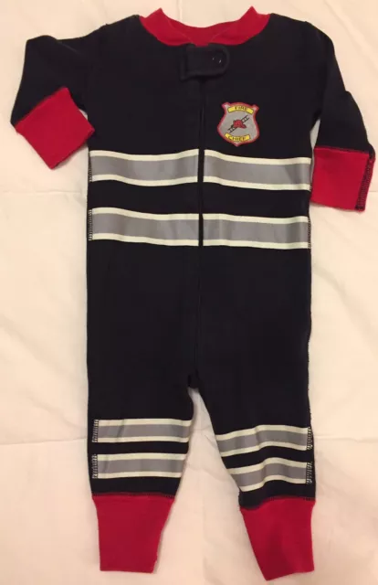 Hanna Andersson Long John Baby Pajama Sleeper Black Fireman 50 0 3 6 Month EUC