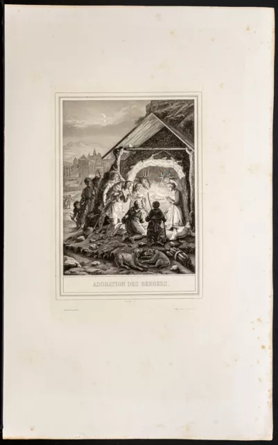 1853 - Adoration des bergers - Vie de Jésus Christ - Gravure