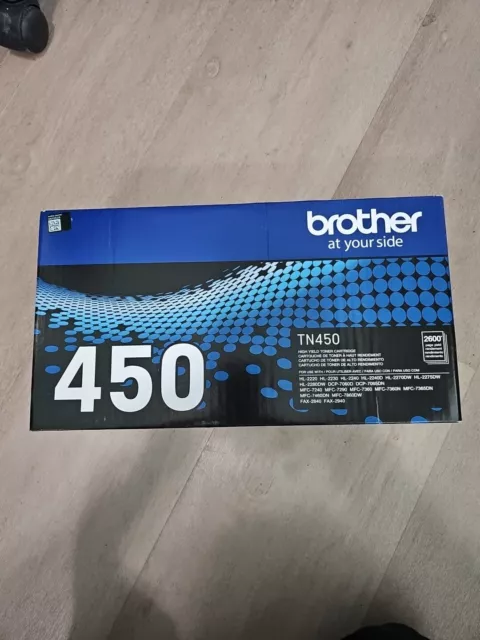 Brother TN450 High Yield Black Toner Cartridge Genuine OEM NEW 2600 pages