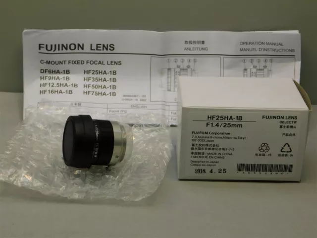 Objectif de vision automatique à montage automatique Fujinon HF25HA-1B F1,4/25 mm C neuf dans sa boîte