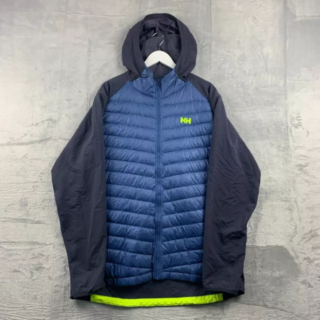 Giacca HELLY HANSEN Uomo XL Vetro Piumino Ibrido Tampone Cappuccio Stretch Blu