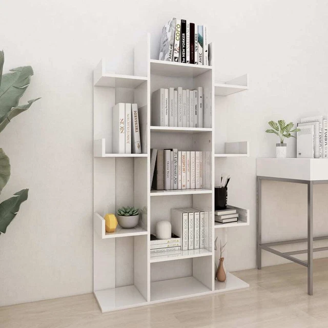 Vidaxl Libreria Bianco Lucido 86x25,5x140 cm in Truciolato