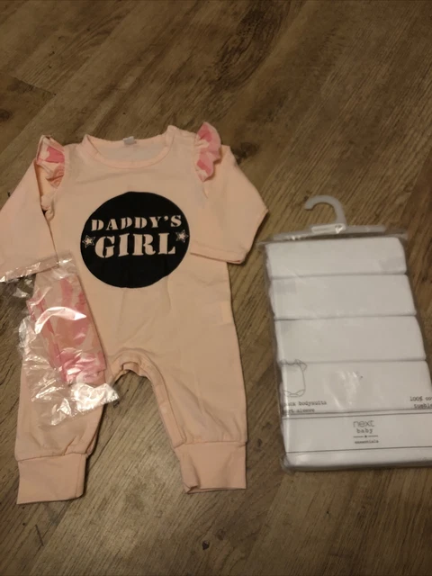 Baby Girl Bundle NEXT Vests & Daddy’s Girls Sleep Suit Up To 3 Months 10-14 Lbs