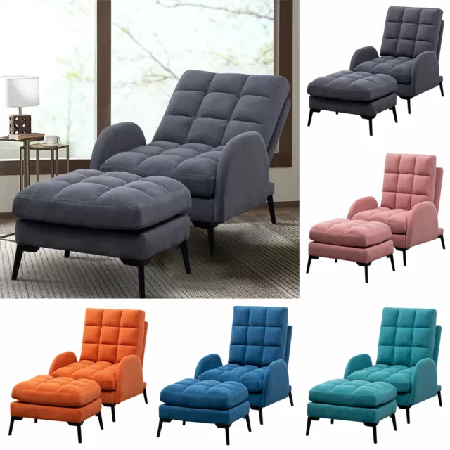 Super Soft Sleeper Sofa Lazy Chair Bed With Footstool Set Recliner Chaise Longue