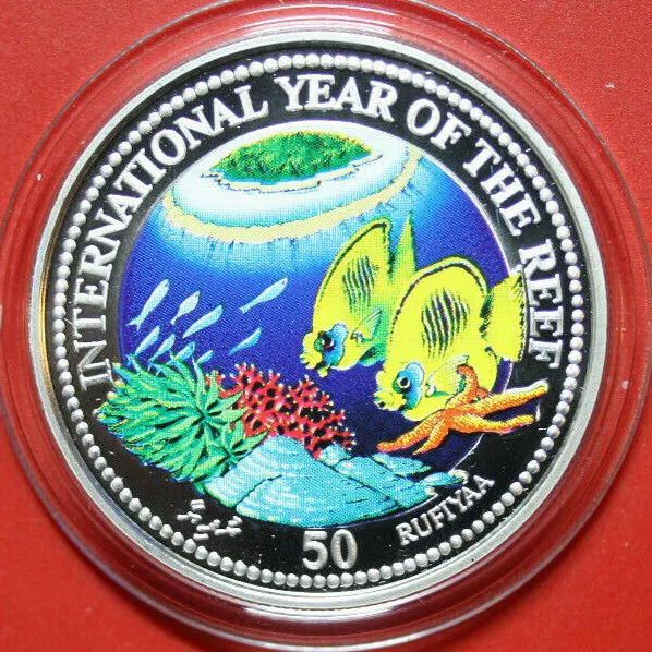 Malediven 50 Rufiyaa 1998 Silber 1 Oz Intern. Year of the Reef F3362 Colored