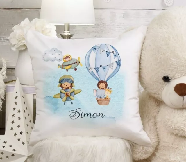 Personalised Kids Safari design cushion, toddler pillow, nursery room design