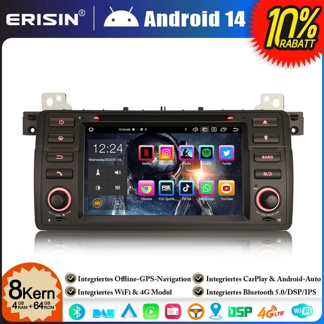 Autoradio Android 14 Avec CarPlay Pour BMW Série 3 E46 - écran Tactile 10 Pouces - DAB+, GPS, 2Go/32Go