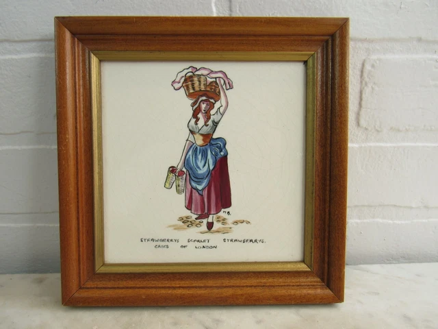 Vintage English Tile 6x6 Cries Of London Ceramic STRAWBERRIES 2