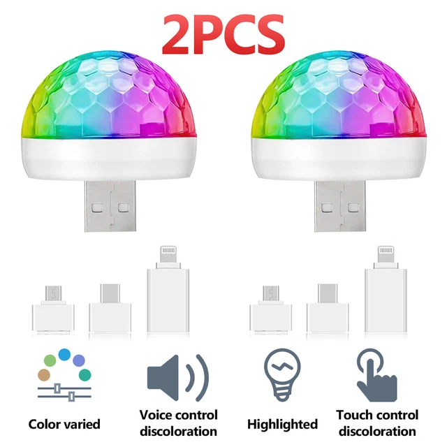 Disco Party LED Ball Light Strobe DJ Sound Activated Bulb Car Dance Lamp USB