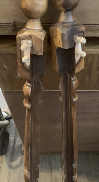 Pair of Architectural Salvage Wood Corner Columns Post Molding 42.5” Finial 6
