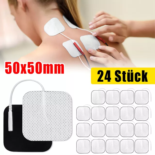 24x TENS Elektroden Pads Selbstklebend für Massage EMS Reizstrom Gerät 5x5cm DHL