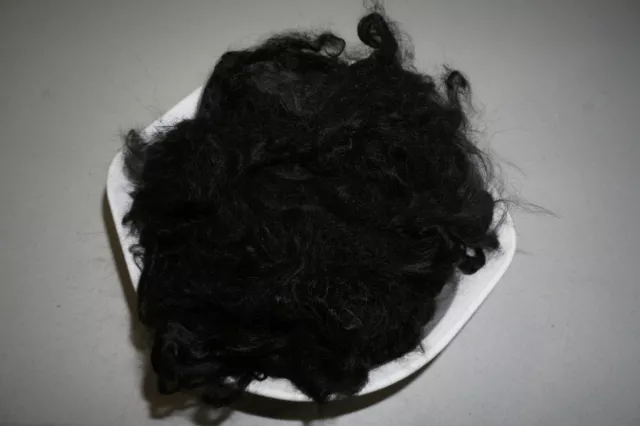 Alpaca Fleece 100% Natural Suri - 50grams. Colour - Black - Washed, Long staples