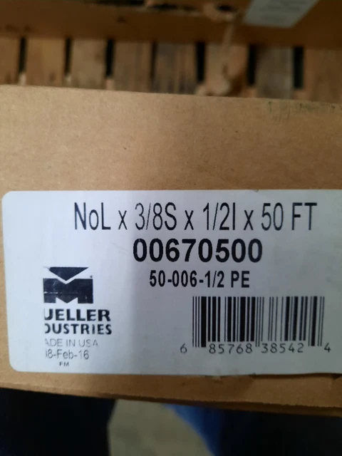 Mueller Pe Insulated Copper Tubing 3/8" X 50' W/ 1/2"White Insulation -00670500