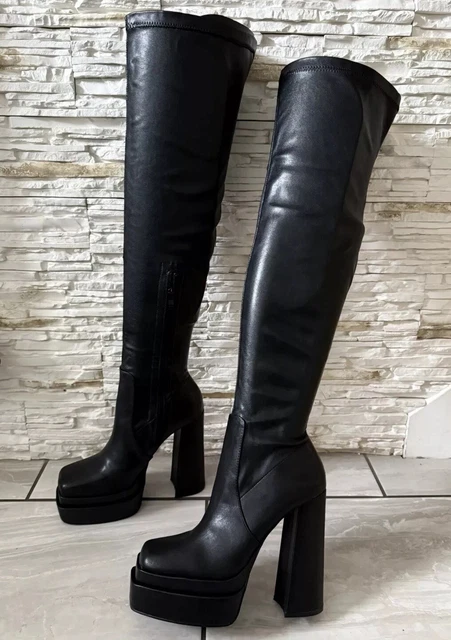 PLATFORM BLOCK HEEL KNEE HIGH BOOTS