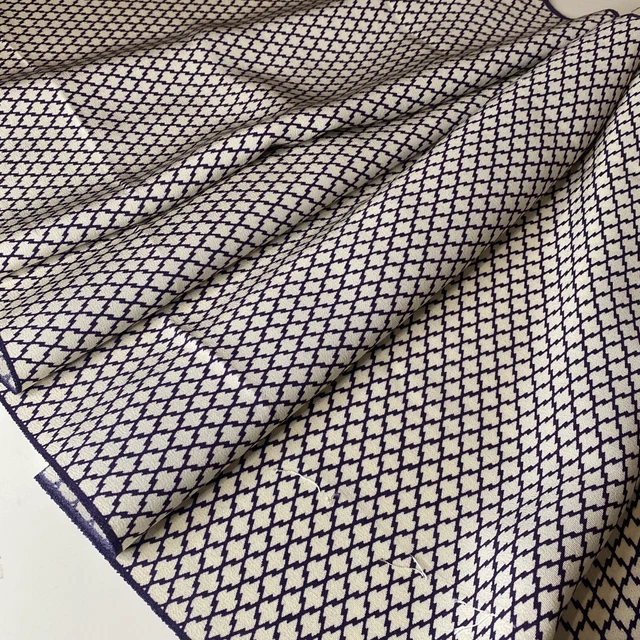 Vintage Japanese Silk Kimono fabric, Purple Houndstooth  Long Panel 175cm