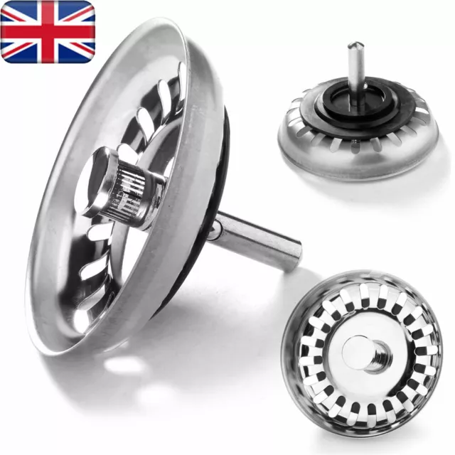 Premium Stainless Steel Replacement Kitchen Sink Drain Waste Plug Strainer 78mm