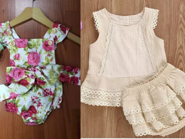 Baby outfit Baby Shower Gift Set l Sleeveless Lace Shirt and Baby Panty Set l