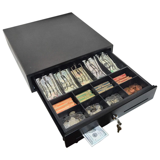 Point of Sale/Register Heavy DutyRJ-12 Key-Lock Cash Drawer with Bill Coin Trays