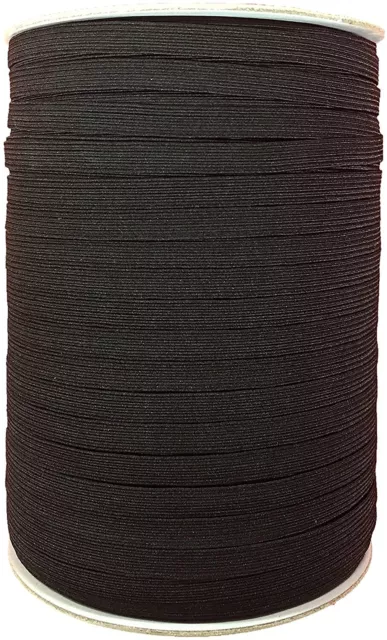 ÉLASTIQUE TRESSÉ PLAT 8 CORDONS 6 MM NOIR 1,2,5,10 ou 20 mètres