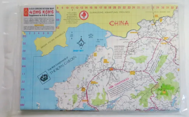 Vintage 1984 A-O-A Orientation Map Hong Kong Brand New Plastic Wrapped.