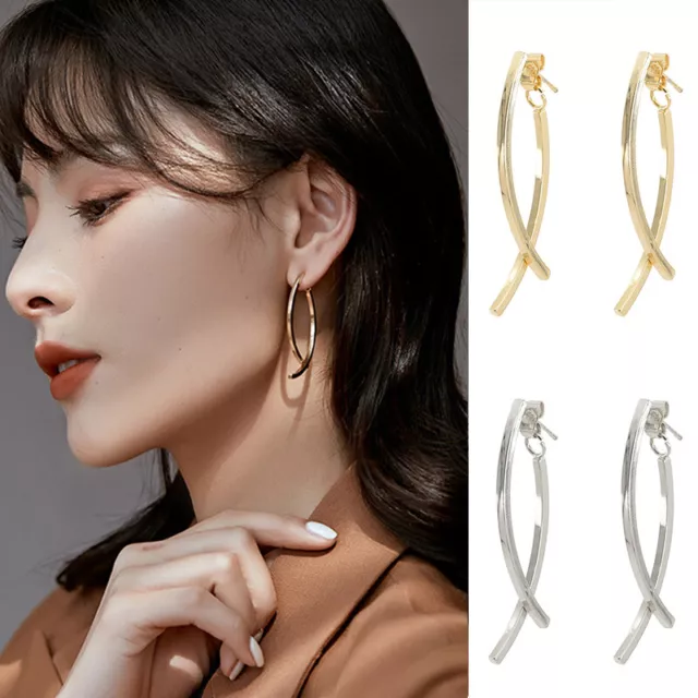 Boucles D'oreilles Pendantes En Métal Boucles D'oreilles Géométriques Rondes ✿