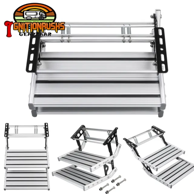 Aluminum Manual Double Pull Out Drop Down Folding Step Motorhome RV Campervan UK