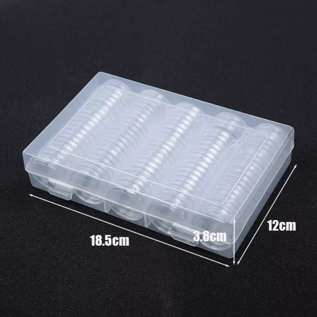 100PCS 30mm Coin Cases Capsules Holder Applied Clear Plastic Round Storage Box