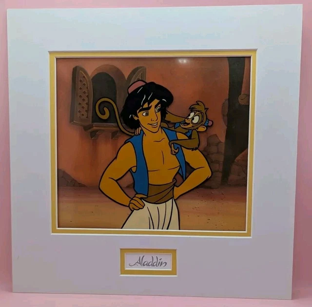 DISNEY ALADDIN & Abu Animation Cel With Background 1995 AS PICTURED $75 ...