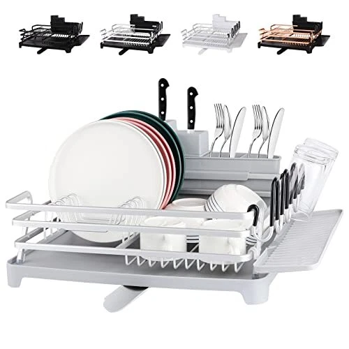 Upgraded Aluminum Dish Drying Rack ROTTOGOON Rustproof Dish Rack and Drainboa...