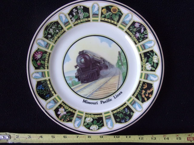 Vintage Missouri Pacific Lines 10.5" dinner plate, state flowers, used free ship