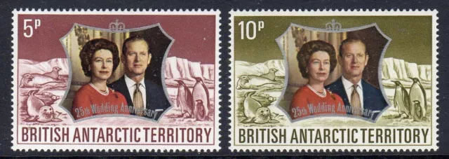 British Antarctic Terr. 1972 Silver Wedding set fine fresh MNH