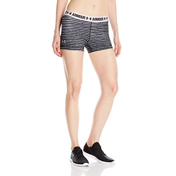 Under armour Donna Riscaldanti Armatura Stampato 3” Shorty, Nero/Metallizzato