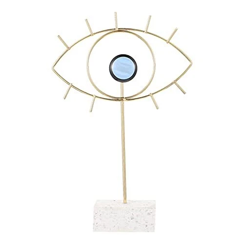 Evil Eye Statue Golden Turkish Evil Eyes Luck Gift Desktop Ornament for Decor